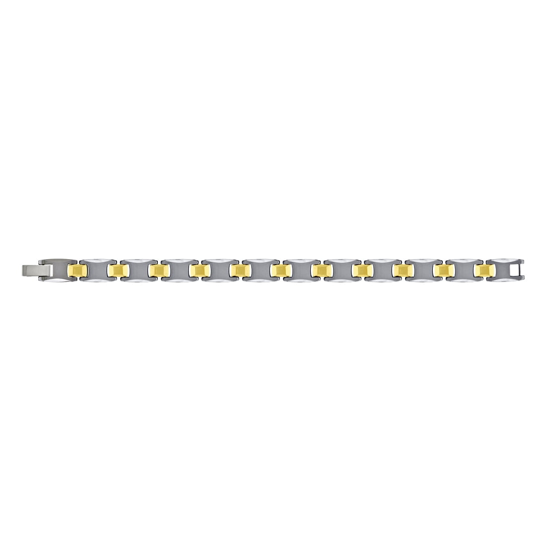 Tungsten Yellow Tone Mens Polished Fancy Bracelet 12mm 8.5 Inch Link Bracelet for Men