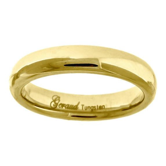 Tungsten Yellow-tone Dome Wedding Anniversary Mens Comfort-fit 4mm Size 11.5 Wedding Anniversary Ban Ring for Men
