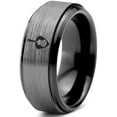 thumbnail image 1 of Tungsten Yin Yang Acoustic Guitar Pick Band Ring 8mm Men Women Comfort Fit Black Step Bevel Edge Brushed Gray Polished, 1 of 4