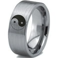 thumbnail image 1 of Tungsten Yin-Yang Band Ring 8mm Men Women Comfort Fit Gray Flat Cut Brushed Polished Size 13, 1 of 4