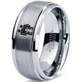 thumbnail image 1 of Tungsten Yin Yang Couple Child Band Ring 8mm Men Women Comfort Fit Gray Step Bevel Edge Brushed Polished, 1 of 4
