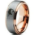 thumbnail image 1 of Tungsten Yin Yang Mythical Unicorns Band Ring 8mm Men Women Comfort Fit 18k Rose Gold Step Bevel Edge Brushed Polished, 1 of 4