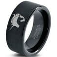 thumbnail image 1 of Tungsten Yin Yang Mythical Unicorns Band Ring 9mm Men Women Comfort Fit Black Flat Cut Brushed Polished, 1 of 4