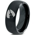 thumbnail image 1 of Tungsten Yin Yang Pick Acoustic Guitar Band Ring 8mm Men Women Comfort Fit Black Dome Brushed Polished, 1 of 4