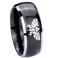 thumbnail image 1 of Tungsten Zelda Skyward Sword Crest 8mm Glossy Black 2 Tone Dome Polished Edges Men Ring, 1 of 2