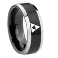 thumbnail image 1 of Tungsten Zelda Triforce 8mm Brushed Black 2 Tone Beveled Edges Men Ring, 1 of 2