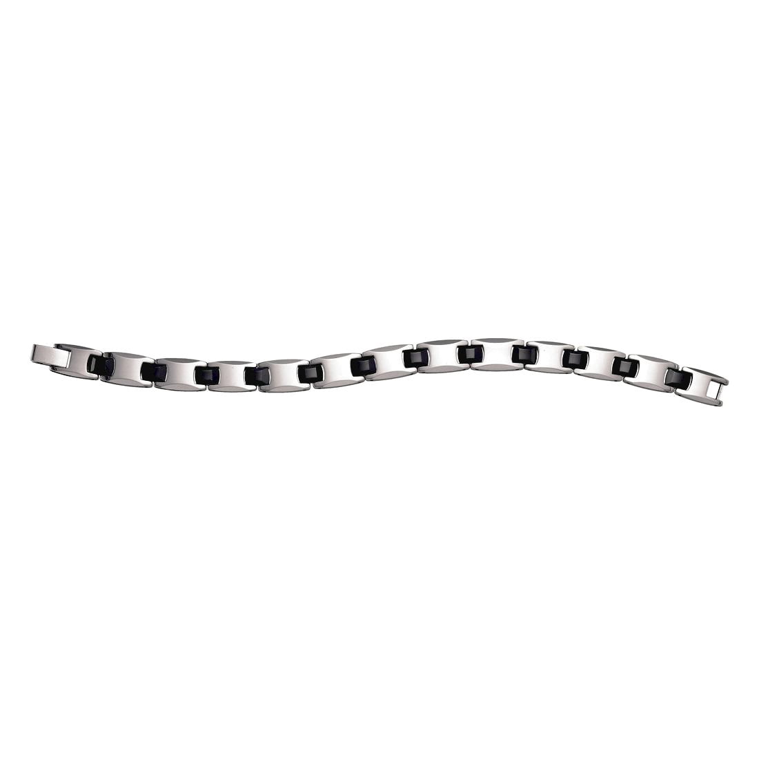 Tungsten and Black Ceramic Mens Polished Fashion Bracelet 11mm 8.5 Inch Link Bracelet for Men