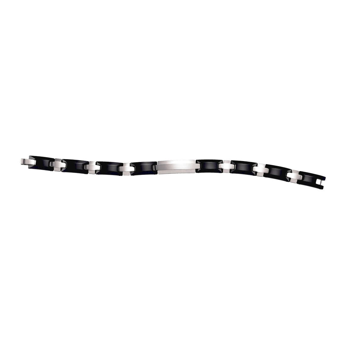 Tungsten and Black Ceramic Mens Polished Fashion Bracelet 9mm 8.5 Inch Link Bracelet for Men