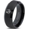 thumbnail image 1 of Tungsten basketball ring Band Ring 8mm Men Women Comfort Fit Black Beveled Edge Brushed Polished, 1 of 4