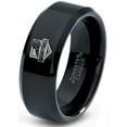 thumbnail image 1 of Tungsten basketball ring Band Ring 8mm Men Women Comfort Fit Black Beveled Edge Polished, 1 of 4