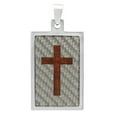 thumbnail image 1 of Tungsten w/Gray Carbon Fiber & Wood Cross Inlay 30.5mm x 5.2 cm Pendant, 1 of 6