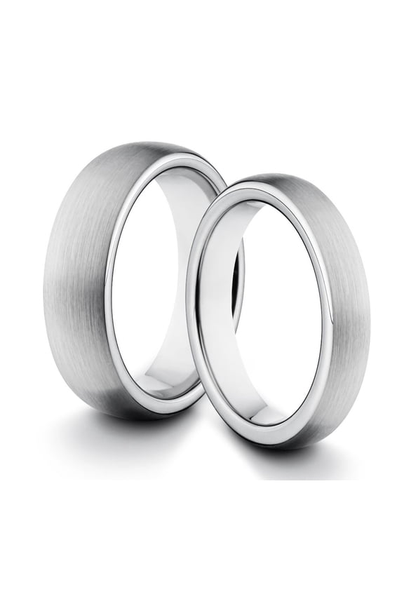 TungstenMasters Roberto Ferrini Design HIS & HERS 6MM/4MM Tungsten Carbide Classic Style Brushed & Polished Comfort Fit Wedding Band TWO RING SET (Available Sizes 4 - 14 Including Half Sizes)
