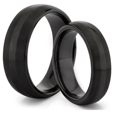 TungstenMasters 8mm/6mm Matte Silver Tungsten Wedding Band With Cubic Zirconia Stones - Unisex