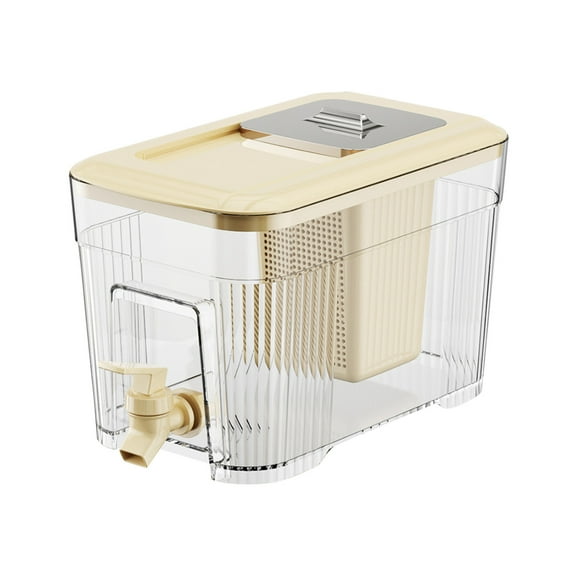 Tunhigl 1.5 Gallon Cold Water Dispenser with Faucet - Large Capacity Drink Bottle for Refrigerator, Lemonade, Fruit Sun Tea & Iced Drinks - Heat-Resistant Beverage Dispenser with Spigot Yellow