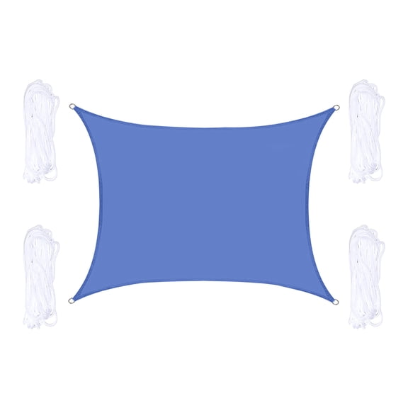 Tunhigl 10x7ft Waterproof Sun Shade Sail with Leaf Protection for Garden Yard Patio Poolside Shade Canopy UV Blocking Summer Shade Sail 300D Fabric Blue