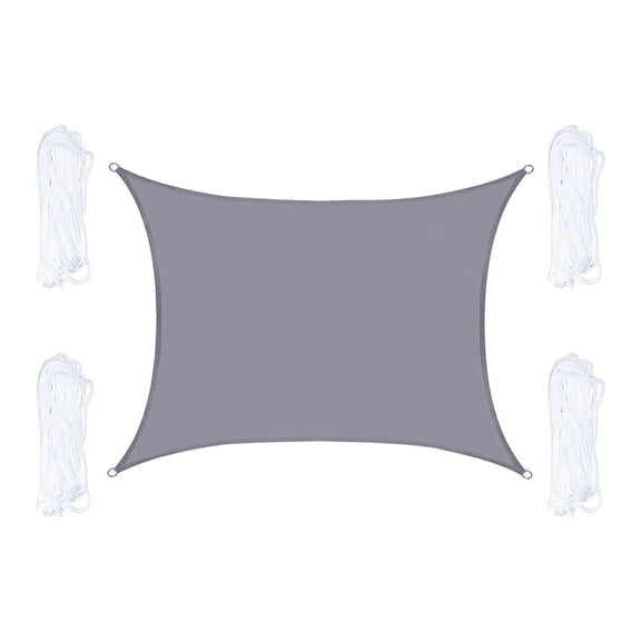 Tunhigl 10x7ft Waterproof Sun Shade Sail with Leaf Protection for Garden Yard Patio Poolside Shade Canopy UV Blocking Summer Shade Sail 300D Fabric Gray