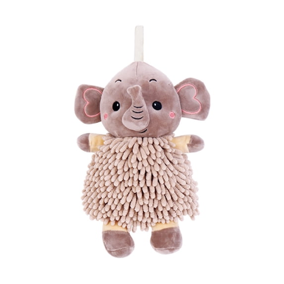 Tunhigl 11" Cute Elephant-Shaped Chenille Hand Towel, Ultra-Absorbent Quick-Drying Towel for Kitchen & Bathroom, 4 Colors