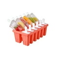 thumbnail image 1 of Tunhigl 12-Cavity Silicone Popsicle Molds - DIY Ice Cream & Ice Popsicle Maker with Reusable Sticks, Dishwasher Safe for Easy Cleanup Red, 1 of 4