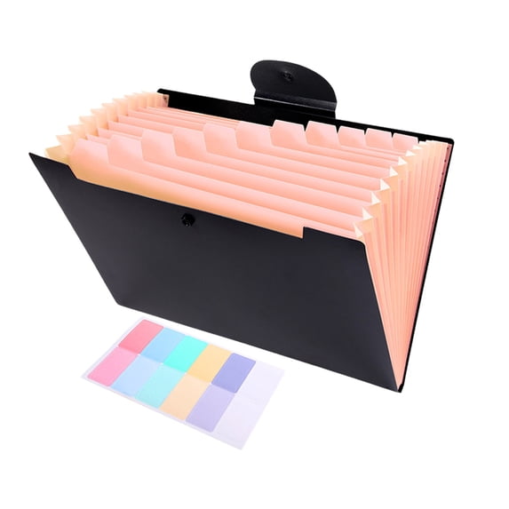 Tunhigl 12-Pocket Accordion File Folder, A4/Letter Size Receipt & Bill Holder for School, Office & Home