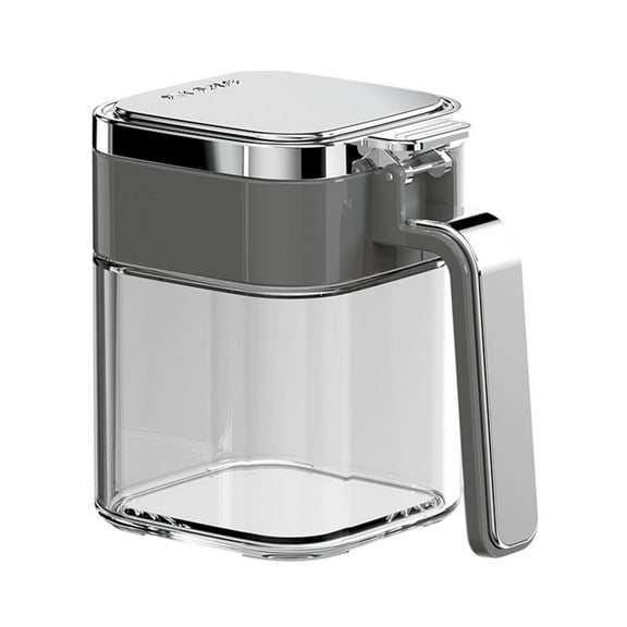 Tunhigl 13oz Glass Seasoning Box - Airtight Food Storage Containers for Spices, Pepper & Maple Syrup | Durable, Easy-Clean Kitchen Organizer with Cassette Lid Gray