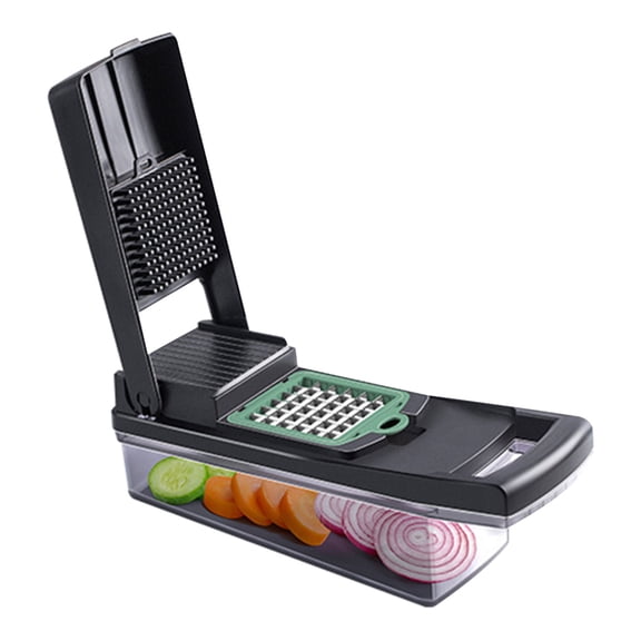 Tunhigl 14-in-1 Multi-Function Vegetable Chopper & Food Slicer - Stainless Steel Kitchen Mandoline Slicer with 7 Blades for Chopping, Dicing, Julienne Cutting & More Black