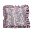 thumbnail image 1 of Tunhigl 17.7" x 17.7" Ruffled Botanical Print Pillow Cover, Polyester, Vintage Floral Throw Pillow Case for Sofa & Home Decor, 1 of 5