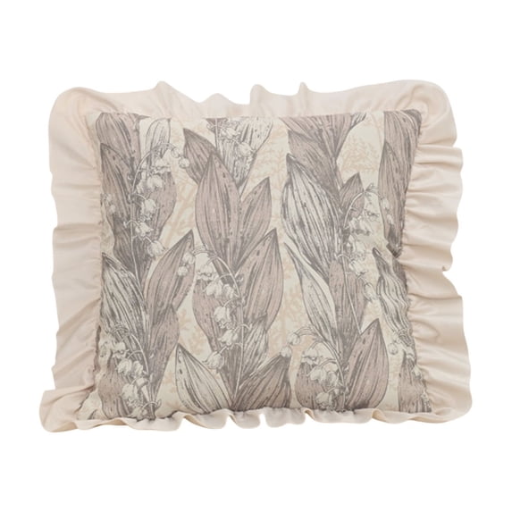 Tunhigl 17.7" x 17.7" Ruffled Botanical Print Pillow Cover, Polyester, Vintage Floral Throw Pillow Case for Sofa & Home Decor