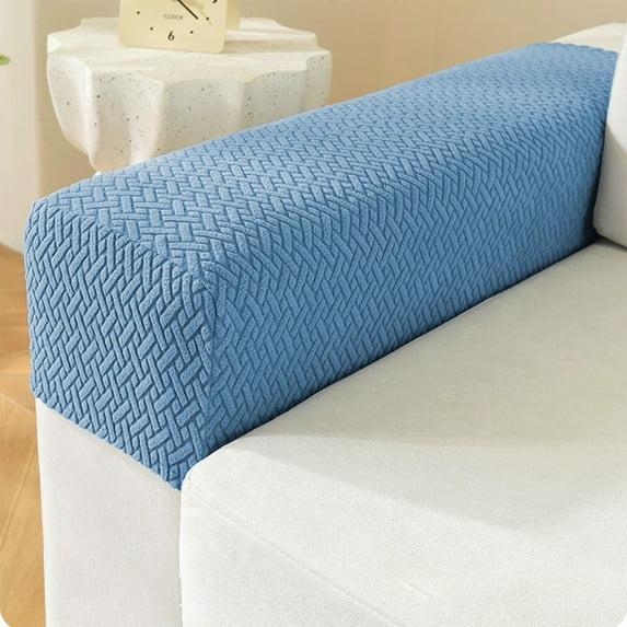 Tunhigl 1Pc Elastic Sofa Armrest Cover Thick Stain Resistant Fabric Protector, Durable Couch Armrest Cover Machine Washable Furniture Protector Blue