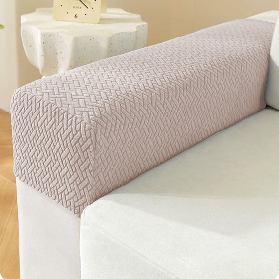 Tunhigl 1Pc Elastic Sofa Armrest Cover Thick Stain Resistant Fabric Protector, Durable Couch Armrest Cover Machine Washable Furniture Protector White