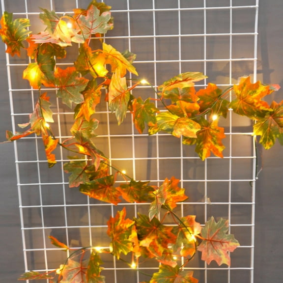 Tunhigl 2.2M Battery Operated Maple Leaf String Lights for Fall Decorations Home Halloween Thanksgiving Outdoor Indoor Use 20 Warm LED Lights Easy Installation Flexible Vine Garland