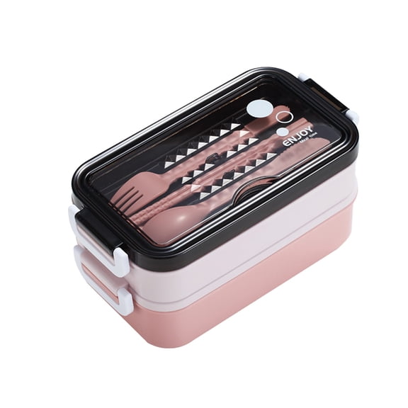 Tunhigl 2-Layer Insulated Lunch Box - Leakproof Stackable Bento, Microwave Safe, Freezer Dishwasher Safe, Portion Control Meal Prep Container for Office Camping Picnic Pink