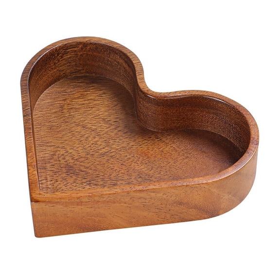 Tunhigl 2 PCs Stackable Solid Wood Dried Fruit Box Set - Vintage Heart-Shaped Trays for Nuts, Snacks & Home Decor Brown