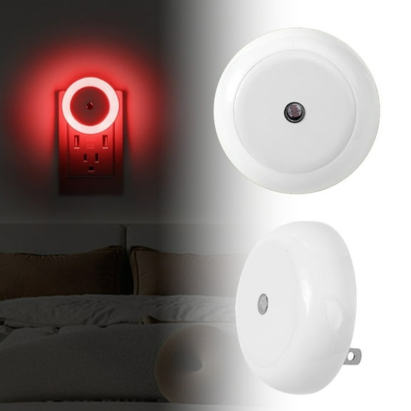 Tunhigl 2-Pack White LED Plug in Night Lights with Motion Sensor - Auto On/Off Sensor Night Lights for Hallways, Stairs, Bathrooms, Kitchen - Energy Efficient, Easy Install Safety Disc Lights White