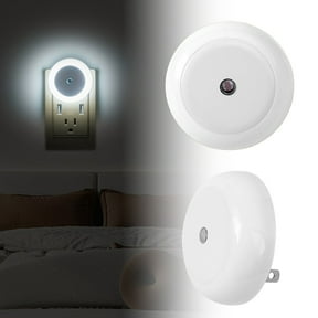 Tunhigl 2-Pack White LED Plug in Night Lights with Motion Sensor - Auto On/Off Sensor Night Lights for Hallways, Stairs, Bathrooms, Kitchen - Energy Efficient, Easy Install Safety Disc Lights White