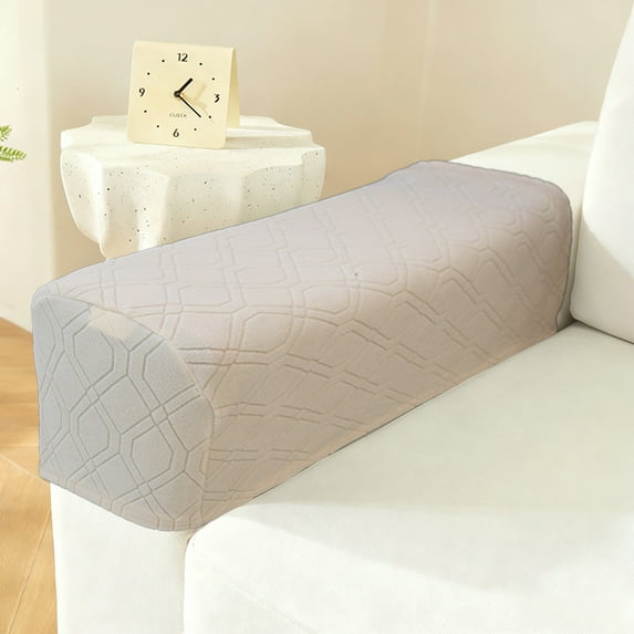 Tunhigl 2 Pc Elastic Sofa Arm Covers Set for Homes Machine Washable Stain Protection Durable Fabric Couch Armrest Covers White