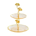 thumbnail image 1 of Tunhigl 2-Tier Plastic Fruit Serving Tray, Ginkgo Leaf Gold Rim Double Layer Candy Snack Dessert Display Stand For Home Wedding Party Coffee Table Decor, 1 of 5