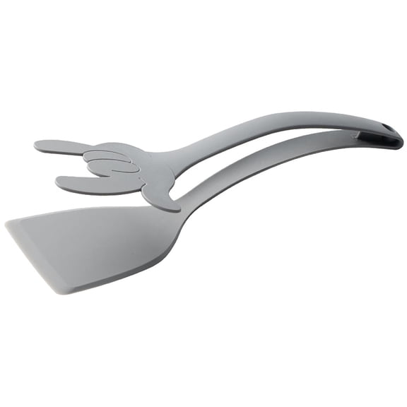 Tunhigl 2-in-1 Nylon Steak Frying Spatula Clip - High Heat Resistant Kitchen Tool for Flipping Steaks, Eggs, and More - Ergonomic Handle for Easy Cooking & Cleaning Gray