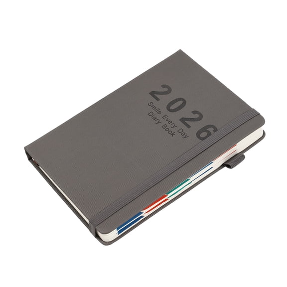 Tunhigl 2026 A5 Calendar Planner Notebook, Stitched Faux Leather Cover, Daily Weekly Monthly Agenda, Pocket Size Meeting & Class Organizer, Gift School Office Gray