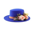 thumbnail image 1 of Tunhigl 22.02"-22.81" Women's Floral Decor Wide-Brimmed Hat, Polyester Flat-Top Fedora for Weddings, Parties & Outdoor Events, 6 Colors, 1 of 3