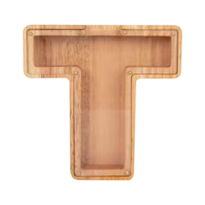 Tunhigl 26 Letters Wooden Glass Piggy Bank with Alphabet Design Personalized Money Bank Gift for Birthday Christmas Holiday Gift