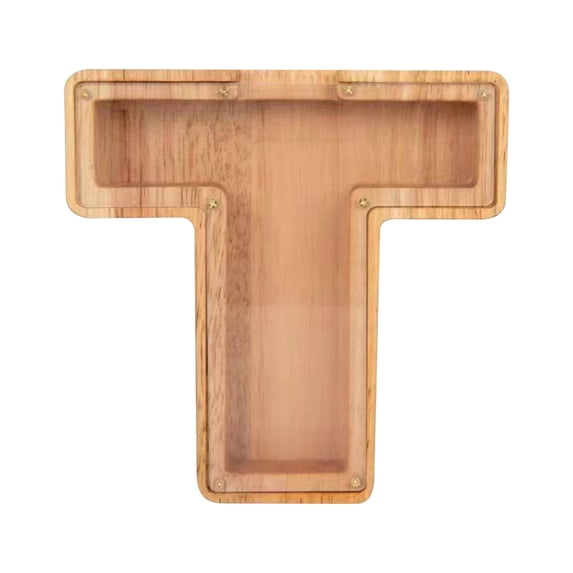 Tunhigl 26 Letters Wooden Glass Piggy Bank with Alphabet Design Personalized Money Bank Gift for Birthday Christmas Holiday Gift