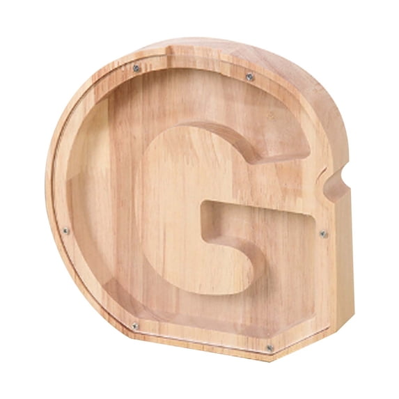 Tunhigl 26 Letters Wooden Glass Piggy Bank with Alphabet Design Personalized Money Bank Gift for Birthday Christmas Holiday Gift