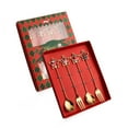 thumbnail image 1 of Tunhigl 2Pack Christmas Spoon & Fork Set - Cute Doll Hand Gift Stainless Steel Dessert Fork & Spoon Tableware for Holiday Parties, Family Gatherings Gold, 1 of 5