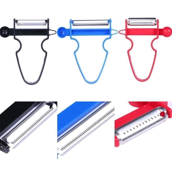 Tunhigl 3-Pack Multi-Function Stainless Steel Peeler Set - Effortless Fruit & Vegetable Peeling for Kitchen, Perfect for Zucchini Noodles, Julienne, and More Red