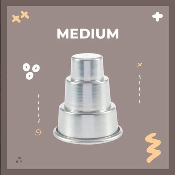 Tunhigl 3-Tier Cake Pudding Muffin Decorating Mold Set - DIY Wedding, Birthday, Party Baking - Non-Stick Aluminum Alloy Easy Demold Multi-Size Layered Cake Pans Silver