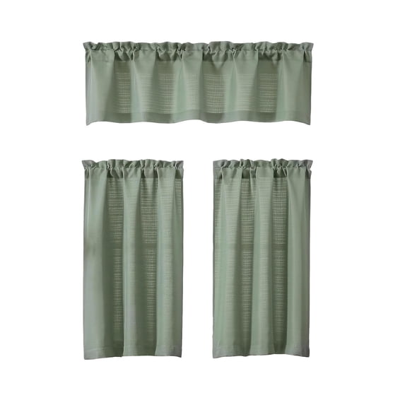 Tunhigl 30" x 14" Valance & 30" x 45" Tier Curtain Set (3 Pieces), Semi-Sheer Polyester, Light Filtering for Kitchen & Small Windows, Multi-Color Options