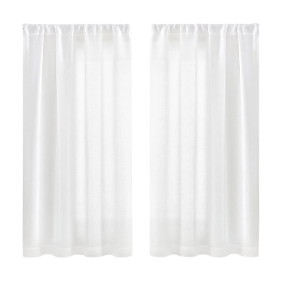 Tunhigl 30" x 36" Linen Textured Semi-Sheer Tier Curtains (Set of 2), Light Filtering Nylon Rod Pocket Curtains for Kitchen, Bedroom & Small Windows, Multi-Color Options