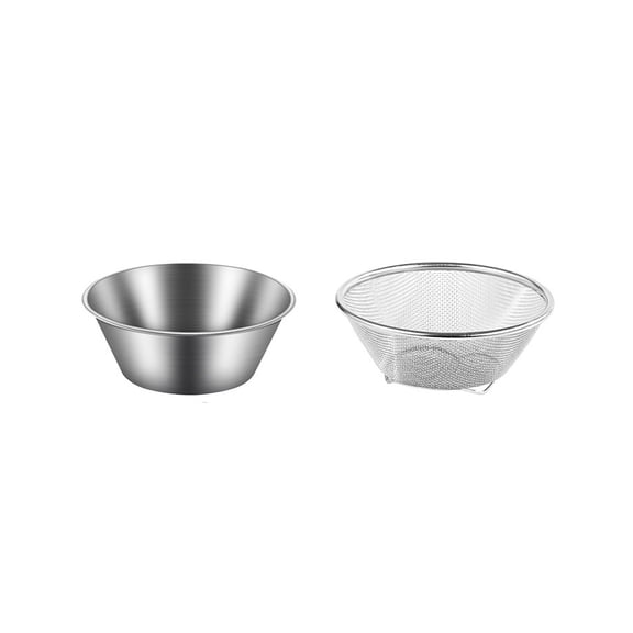 Tunhigl 304 Stainless Steel Mini Colander - Perfect for Washing Berries, Beans, and More | Compact Mixing Bowl & Strainer for Efficient Kitchen Use Silver