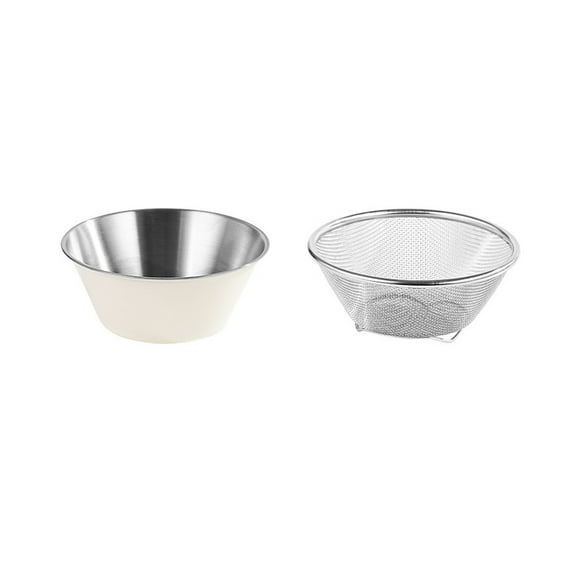 Tunhigl 304 Stainless Steel Mini Colander - Perfect for Washing Berries, Beans, and More | Compact Mixing Bowl & Strainer for Efficient Kitchen Use White