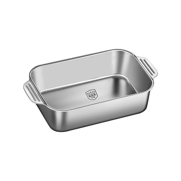Tunhigl 316 Stainless Steel Deep Rectangular Roasting Pan With Dual Handles, Multi-Size Heavy-Duty Food Tray For Grilled Fish Baking Seafood Home Restaurant Use